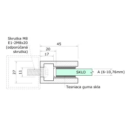 ZAMAK svorka plochá, sklo 6 - 10,76 mm, bez úpravy ZAMAK svorka plochá, sklo 6 - 10,76 mm, bez úpravy